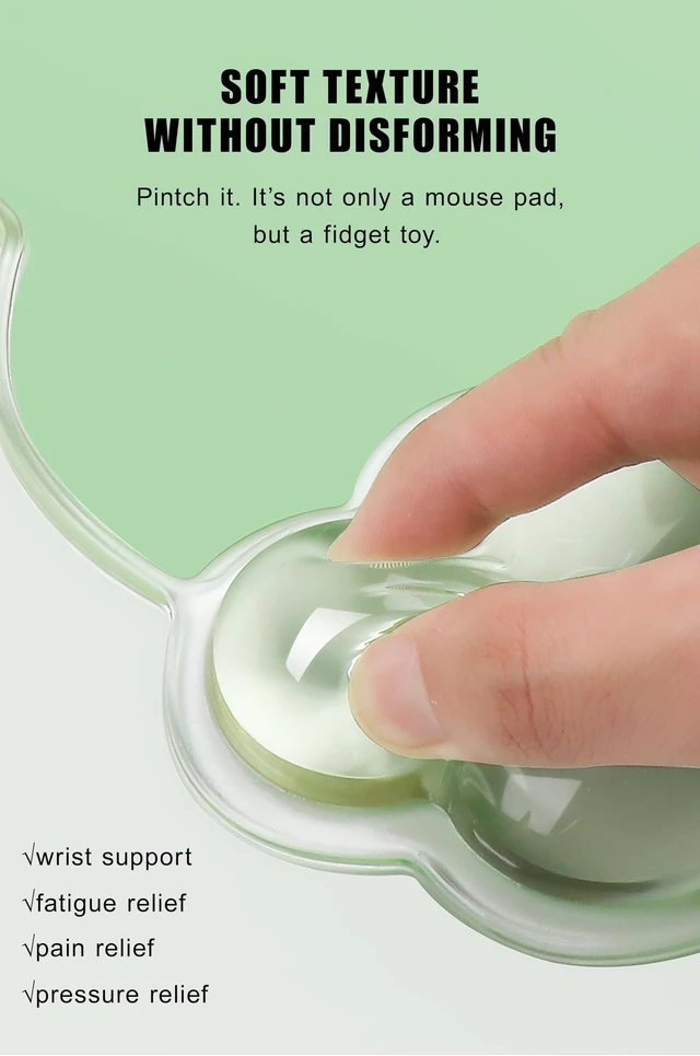 Alt view image 4 of 7 - Mouse Pad with Wrist Rest, Soft Cloud Gel Keyboard Mouse Pad Set with Hand Wrist Support, Cute Non Slip Office Desk Accessories for Comfort/Pain Relief/Computer/Laptop (2Pc Clear Cloud)