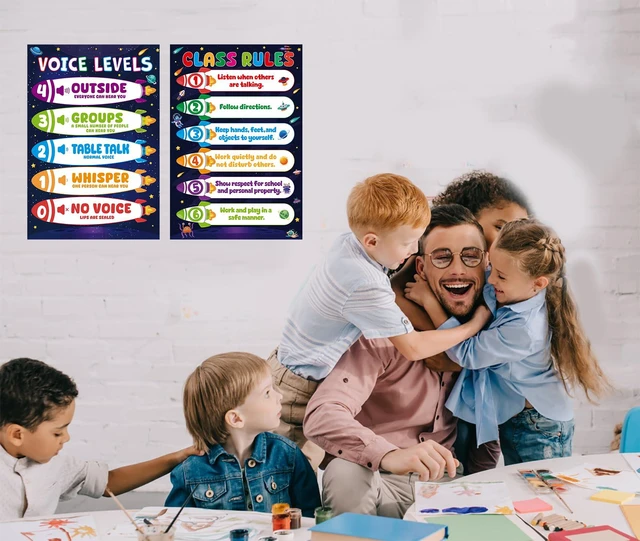 Alt view image 5 of 7 - 2Pcs Voice Level Chart for Classroom - Space Educational Poster Classroom Rules Poster for Kids Toddlers for Classrooms Decorations Elementary Back to School Teacher Supplies