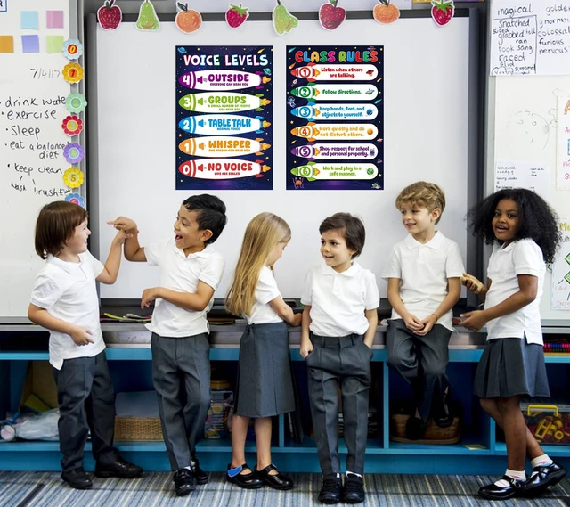 Alt view image 6 of 7 - 2Pcs Voice Level Chart for Classroom - Space Educational Poster Classroom Rules Poster for Kids Toddlers for Classrooms Decorations Elementary Back to School Teacher Supplies