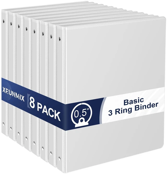 Main image of 0.5-Inch 3-Ring-Binder with Pockets, 1/2'' Basic Binders 1-inch View Round Binders Holds 100 Sheets US Letter Size 8.5'' x 11'' - Bundle Packs Perfect for Home, Office, and School (0.5-inch)
