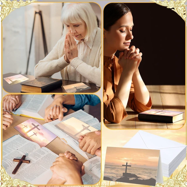 Alt view image 6 of 6 - Blank Note Cards and Envelopes, 100 Pcs, Cross 10 Cross Designs for Religious Occasions, White Envelopes with Stickers, Perfect for Church Events, Thank You Notes