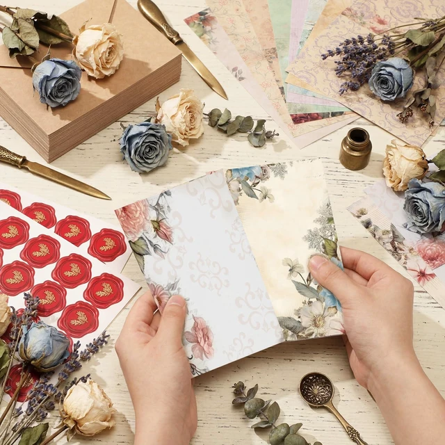 Alt view image 2 of 7 - Blank Note Cards and Envelopes, 100 Pcs, Vintage Floral 10 Vintage Floral Designs, Peel Seal Heart Stickers, Great for Thank You Notes, Party Invites, Weddings, Greetings