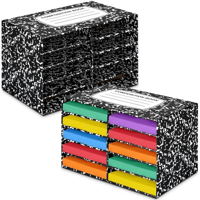 Main image of 2 Pcs Composition Classroom Paper Storage Organizer Construction Paper Storage Desktop Mailbox File Sorter Literature Cardboard Organizer for Home Office School, 19.7 x 12.4 x 11.8 Inch