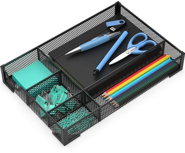 Main image of Desk Drawer Organizer, Office Desk Organizer Tray with 5 Dividers, Pen Pencil Drawer Organizer for Office Supplies, Desktop, Bathroom, Kitchen, Makeup, Vanity
