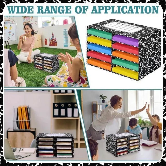 Alt view image 5 of 7 - 2 Pcs Composition Classroom Paper Storage Organizer Construction Paper Storage Desktop Mailbox File Sorter Literature Cardboard Organizer for Home Office School, 19.7 x 12.4 x 11.8 Inch