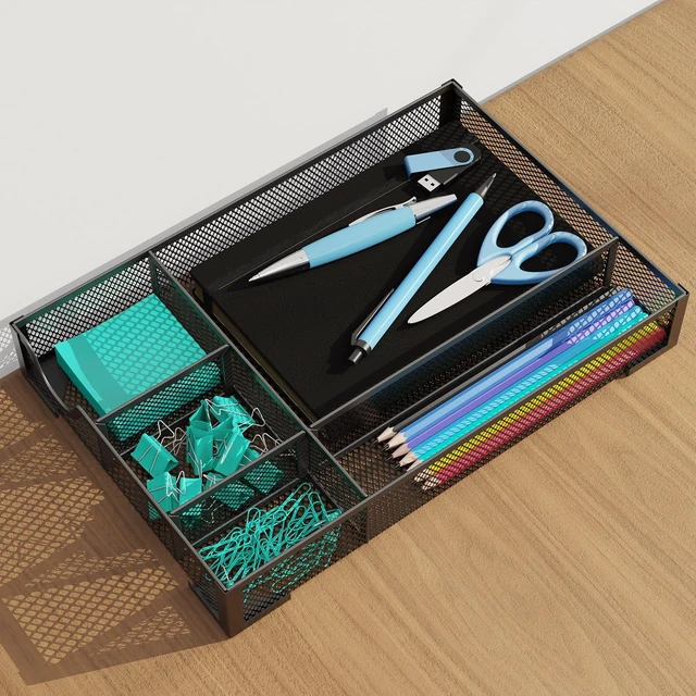 Alt view image 6 of 7 - Desk Drawer Organizer, Office Desk Organizer Tray with 5 Dividers, Pen Pencil Drawer Organizer for Office Supplies, Desktop, Bathroom, Kitchen, Makeup, Vanity