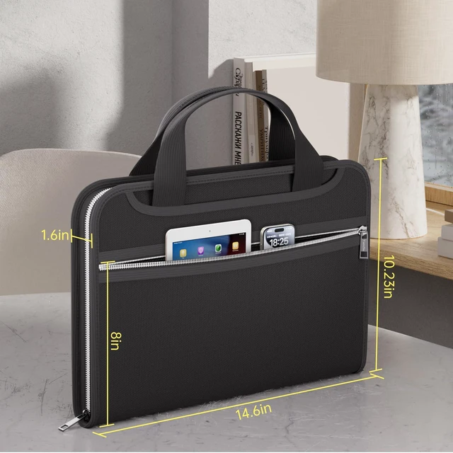 Alt view image 6 of 7 - Fireproof Accordion File Organizer, Expanding File Folder, Black 13 Pocket Colorful, Handle, Zipper & Labels, Multi-Pockets Paper Organizer, for Letter A4 Files, Home, Office, School