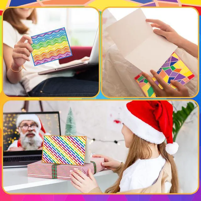 Alt view image 5 of 7 - 100 Pcs Blank Cards with Envelopes 4x6, 100 Pcs, Bright Blank Inside Note Cards for Parties, Thank You Notes, Greetings, Matching Colored Envelopes, Decorative Stickers Included