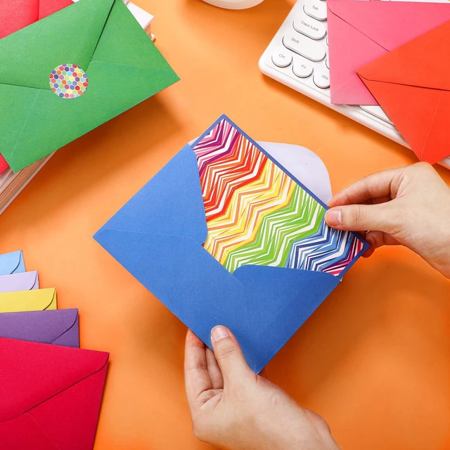 Alt view image 7 of 7 - 100 Pcs Blank Cards with Envelopes 4x6, 100 Pcs, Bright Blank Inside Note Cards for Parties, Thank You Notes, Greetings, Matching Colored Envelopes, Decorative Stickers Included