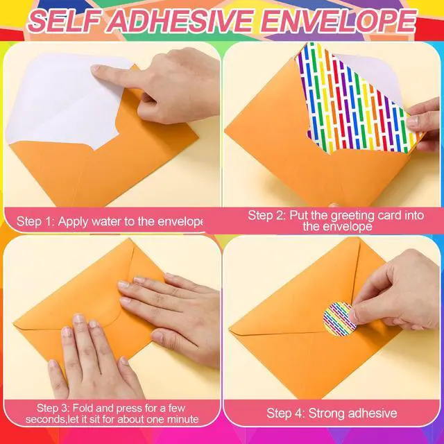 Alt view image 6 of 7 - 100 Pcs Blank Cards with Envelopes 4x6, 100 Pcs, Bright Blank Inside Note Cards for Parties, Thank You Notes, Greetings, Matching Colored Envelopes, Decorative Stickers Included
