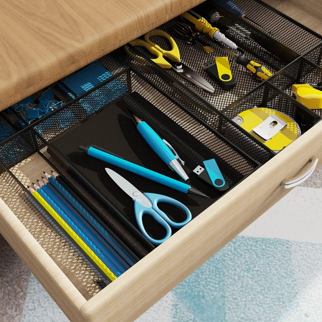 Alt view image 7 of 7 - Desk Drawer Organizer, Office Desk Organizer Tray with 5 Dividers, Pen Pencil Drawer Organizer for Office Supplies, Desktop, Bathroom, Kitchen, Makeup, Vanity