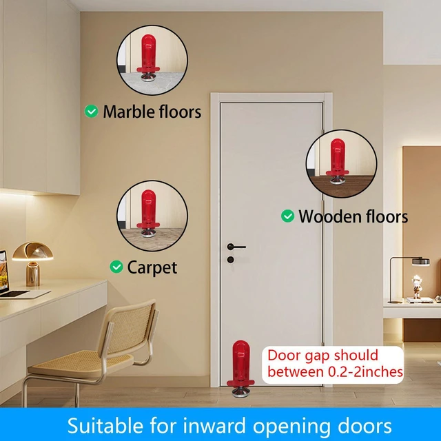 Alt view image 4 of 6 - Door Stoppers Security, Portable Door Lock for Travel, Hotel Safety Device Easy to Install and Remove, Compact Travel Security Solution for Woman, Fits Most Inward-Swing Doors, Fits 0.2"2" Door Gaps