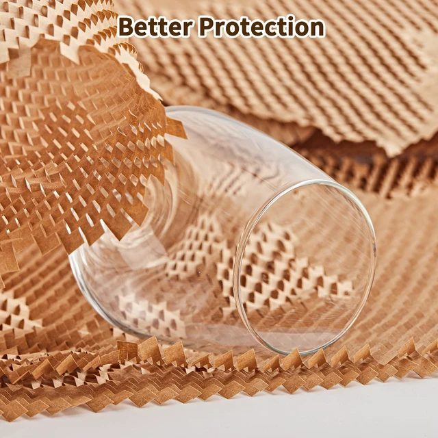 Alt view image 3 of 7 - Honeycomb Packing Paper, 12" x 200' Packing Wrap Roll for Packing Recyclable Honeycomb Packing Paper For Moving W/ Cushion Protection, Gift Wrapping Paper W/ 20 Fragile Sticker Labels