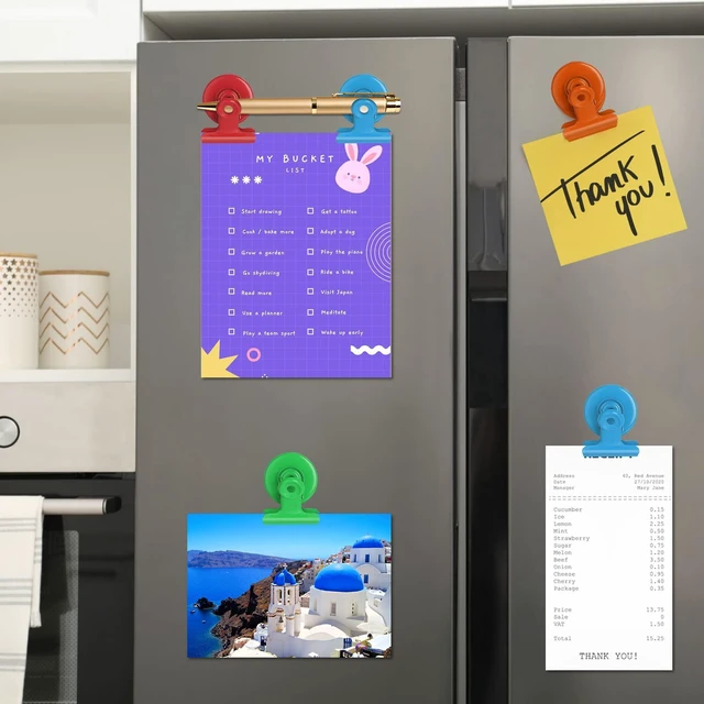 Alt view image 2 of 7 - 24 Pack Magnetic Clips Fridge Magnets Whiteboard Magnets, Magnet Clips for Teacher Supplies, Colorful Refrigerator Magnets for Photo Displays Memo Note