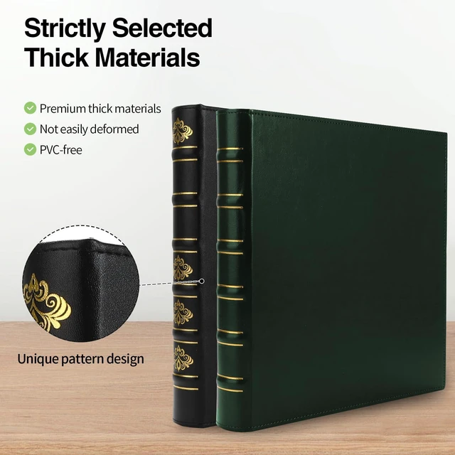 Alt view image 4 of 7 - 2 Pcs Vintage Hardback 3 Ring Binder 1 Inch, Professional Leather Binder 3 Ring, Three Ring Binders Fits 8.5 x 11, D Ring Binders for Home, School and Office- (1 Black and 1 Dark Green)
