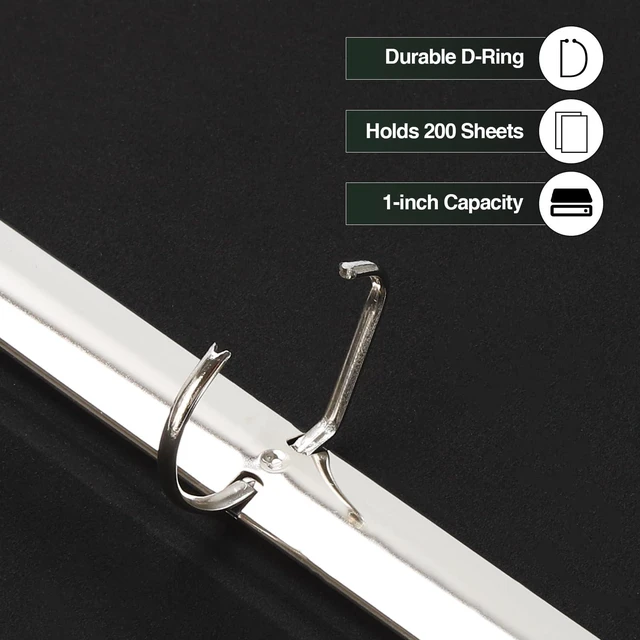 Alt view image 3 of 7 - 2 Pcs Vintage Hardback 3 Ring Binder 1 Inch, Professional Leather Binder 3 Ring, Three Ring Binders Fits 8.5 x 11, D Ring Binders for Home, School and Office- (1 Black and 1 Dark Green)