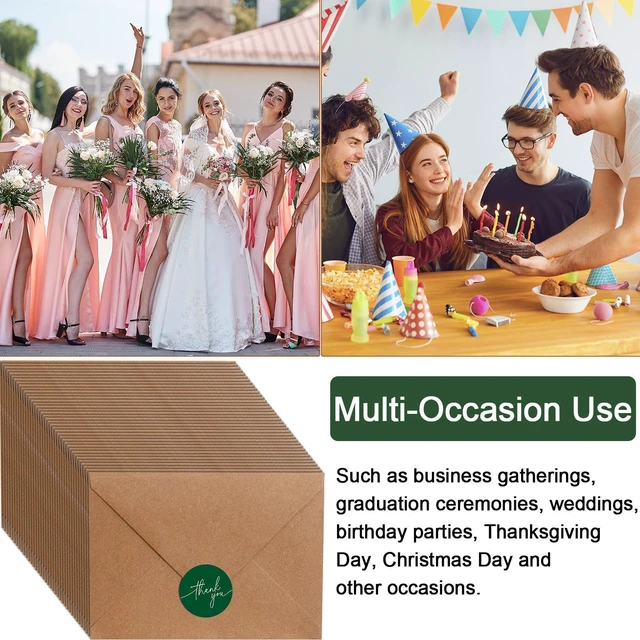 Alt view image 7 of 7 - 200 Pcs Thank You Cards with Envelopes Stickers, 3.5x5", Red, Green Folded Blank Thank You Notes Bulk, Kraft Envelopes and Stickers, for Wedding Business Graduation Baby Shower Bridal Shower