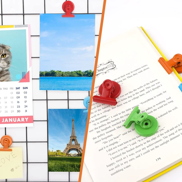 Alt view image 4 of 7 - 24 Pack Magnetic Clips Fridge Magnets Whiteboard Magnets, Magnet Clips for Teacher Supplies, Colorful Refrigerator Magnets for Photo Displays Memo Note