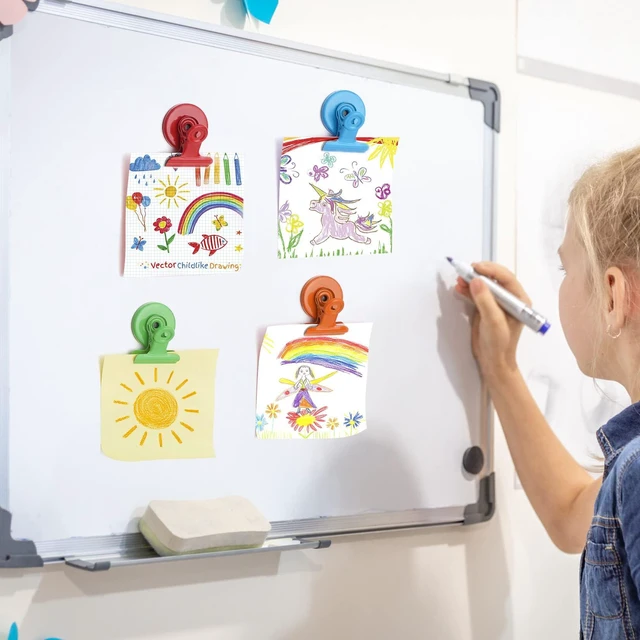 Alt view image 5 of 7 - 24 Pack Magnetic Clips Fridge Magnets Whiteboard Magnets, Magnet Clips for Teacher Supplies, Colorful Refrigerator Magnets for Photo Displays Memo Note