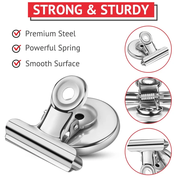 Alt view image 2 of 7 - 24 Pack Magnetic Clips Fridge Magnets Heavy Duty Magnet Clips for Whiteboard & Refrigerator Wide Scratch Safe Best for House Office School Use