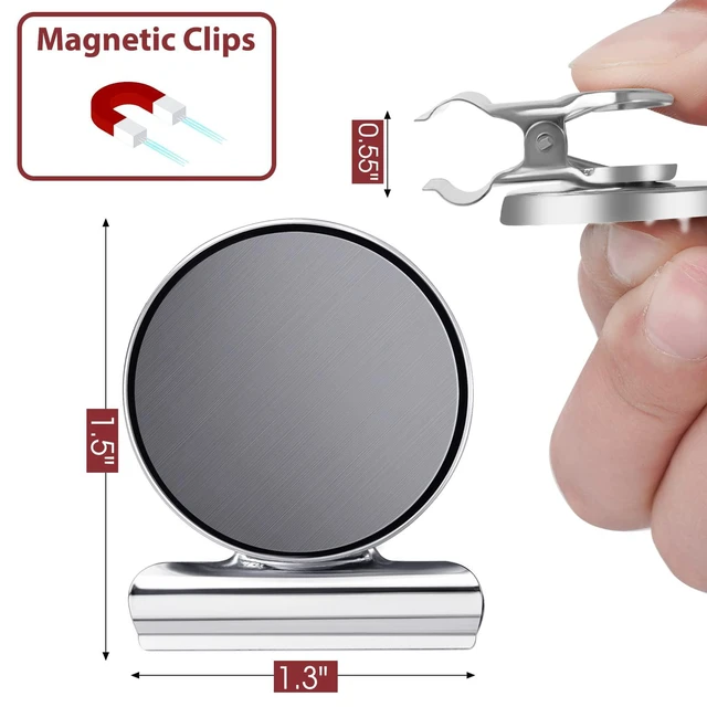 Alt view image 3 of 7 - 24 Pack Magnetic Clips Fridge Magnets Heavy Duty Magnet Clips for Whiteboard & Refrigerator Wide Scratch Safe Best for House Office School Use