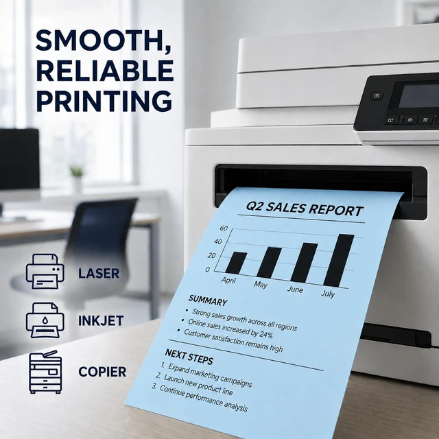 Alt view image 5 of 7 - Veritas Blue Copy Paper, 8.5 x 11 Inches, 20LB/75GSM Colored Printer Paper, 200 Sheets, Multipurpose Paper for Laser and Inkjet Printers, Office and School, Made in USA