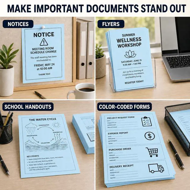 Alt view image 6 of 7 - Veritas Blue Copy Paper, 8.5 x 11 Inches, 20LB/75GSM Colored Printer Paper, 200 Sheets, Multipurpose Paper for Laser and Inkjet Printers, Office and School, Made in USA