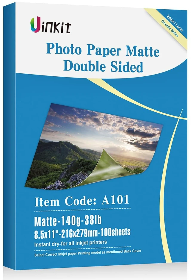 Main image of 100 Sheets Thin Matte Presentation Paper Photo Double Sided 8.5x11 38lb 140gsm Printable on Both Sides Brochure Photos Picture Poster Playbill Flyer 6.5 Mil Coated for laser and Inkjet Printer