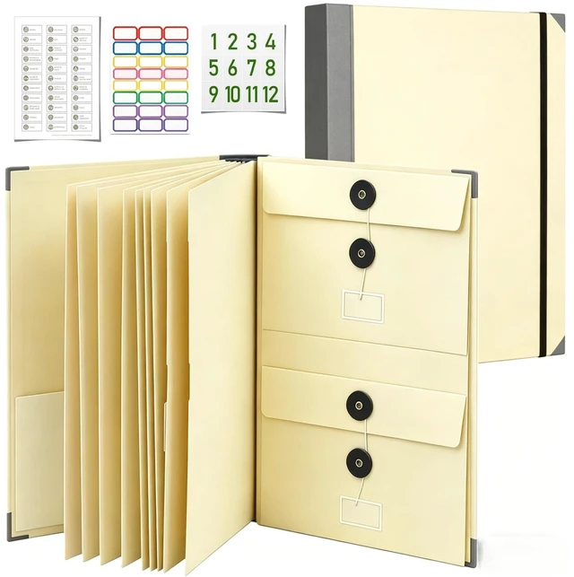 Main image of Important Document Organizer with Tabs & Pockets for Family Records,Yellow