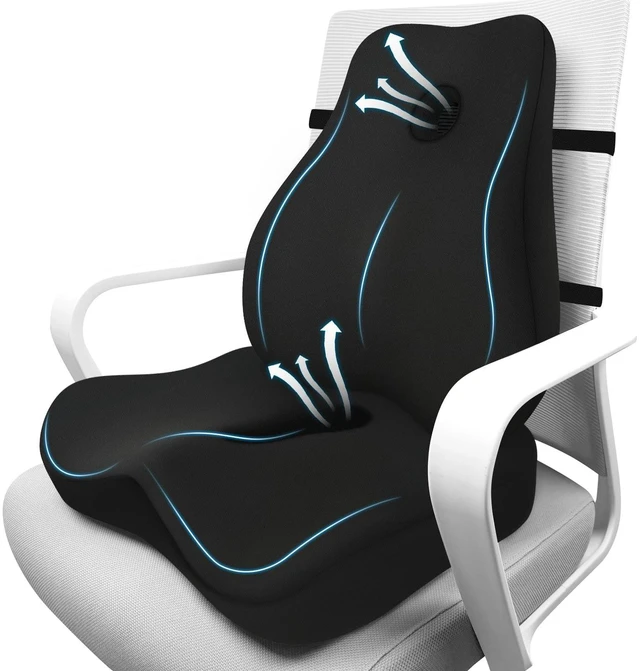 Main image of Lumbar Support Pillow & Seat Cushion for Office Chair, Memory Foam Office Chair Cushion for Tailbone Pain Relief and Lower Back Support, Ergonomic Desk Chair Cushion for Gaming,Wheelchair,Home