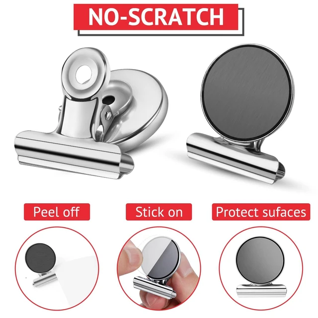 Alt view image 6 of 7 - 24 Pack Magnetic Clips Fridge Magnets Heavy Duty Magnet Clips for Whiteboard & Refrigerator Wide Scratch Safe Best for House Office School Use