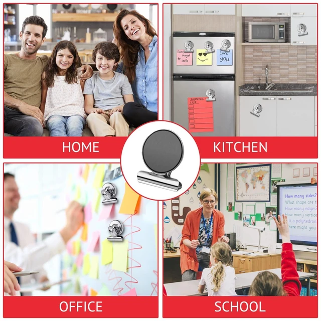 Alt view image 7 of 7 - 24 Pack Magnetic Clips Fridge Magnets Heavy Duty Magnet Clips for Whiteboard & Refrigerator Wide Scratch Safe Best for House Office School Use