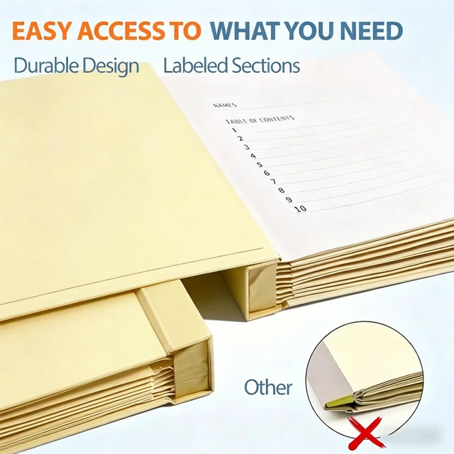 Alt view image 7 of 7 - Important Document Organizer with Tabs & Pockets for Family Records,Yellow