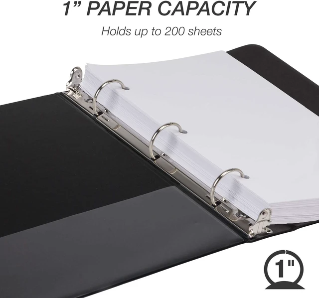 Alt view image 3 of 7 - Economy 1 Inch Mini 3 Ring Binder, Round Ring Binder, Holds 5.5 x 8.5 Inch Documents, 1" Storage, 6-Pack, Black