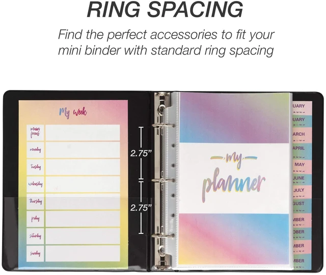 Alt view image 6 of 7 - Economy 1 Inch Mini 3 Ring Binder, Round Ring Binder, Holds 5.5 x 8.5 Inch Documents, 1" Storage, 6-Pack, Black