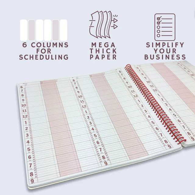 Alt view image 2 of 7 - Notebooks Appointment Book - Large 12.75" x 13.5" Undated Planner for Daily Scheduling - 6 Column Professional Daily Planner Undated for Office, Home, or Salon Use