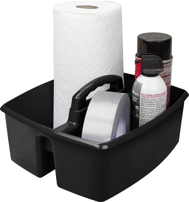 Main image of 2-Compartment Large Cleaning Caddy Multipurpose Supply Organizer with Handle - Black, 1-Pack (00973A06C)