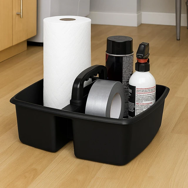 Alt view image 3 of 6 - 2-Compartment Large Cleaning Caddy Multipurpose Supply Organizer with Handle - Black, 1-Pack (00973A06C)