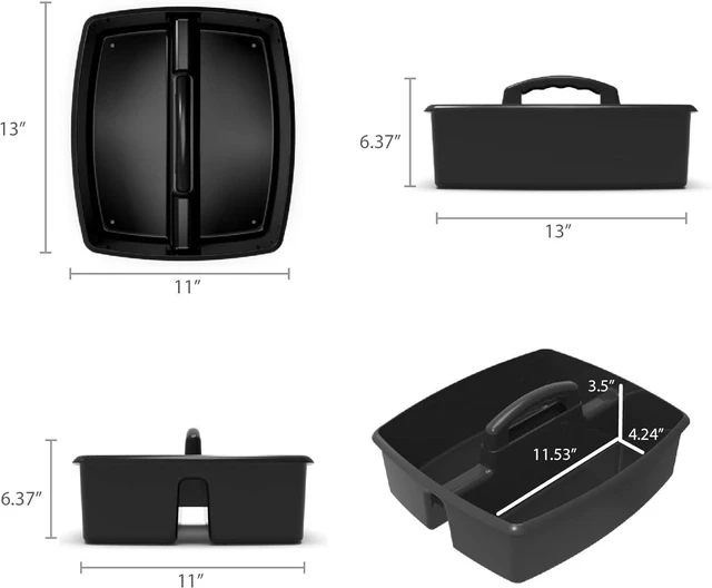 Alt view image 6 of 6 - 2-Compartment Large Cleaning Caddy Multipurpose Supply Organizer with Handle - Black, 1-Pack (00973A06C)