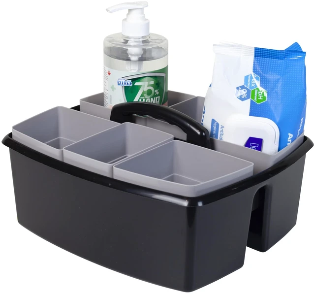 Alt view image 5 of 6 - 2-Compartment Large Cleaning Caddy Multipurpose Supply Organizer with Handle - Black, 1-Pack (00973A06C)