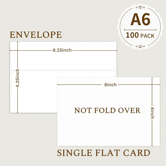Alt view image 2 of 7 - White Blank Note Cards and Envelopes 4x6 (Not Folded) 100 Pack 4x6 Flat Postcards and A6 Envelopes Self Seal for Wedding, Invitations, DIY Note Cards & All Occasion