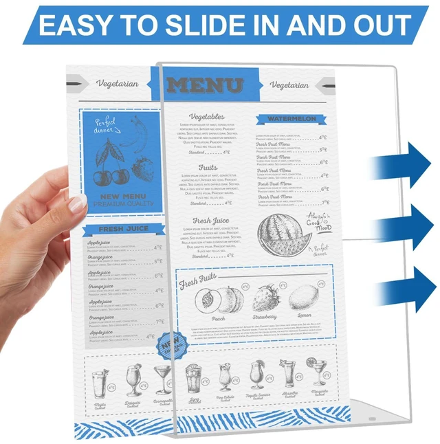 Alt view image 5 of 6 - 6 Pack 8.5 x 11 Acrylic Sign Holder, Clear Plastic Signs Display Stand, Vertical Slanted Back Paper Holder Stand up Table Top Sign Holders Flyer Stand Frames Suitable for Office Business Store