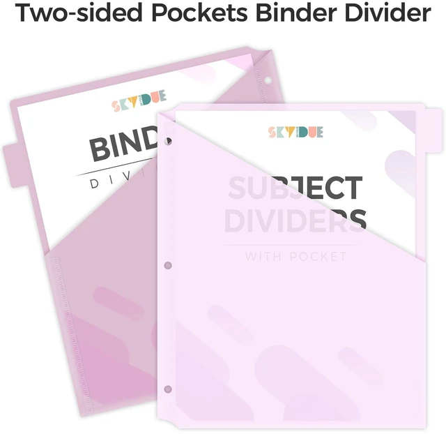 Alt view image 3 of 7 - 8 Tabs Dividers with Two Pockets, Plastic Binder Dividers Dividers for 3 Ring Binders with Writable Labels,Insertable Lettersize Document Pocket,Organizer for School Office & Home