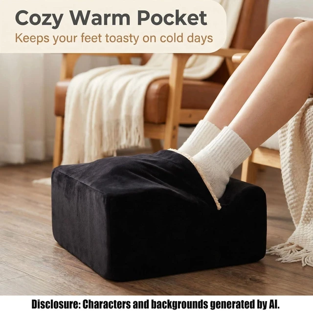Alt view image 4 of 7 - Keep Warm Foot Stool Foot Rest for Under Desk At Work Office Footrest with Warm Feet Pocket,Ergonomic Under Deskfoot stool Stool for Office Chair & Back &Pain Relief Black+