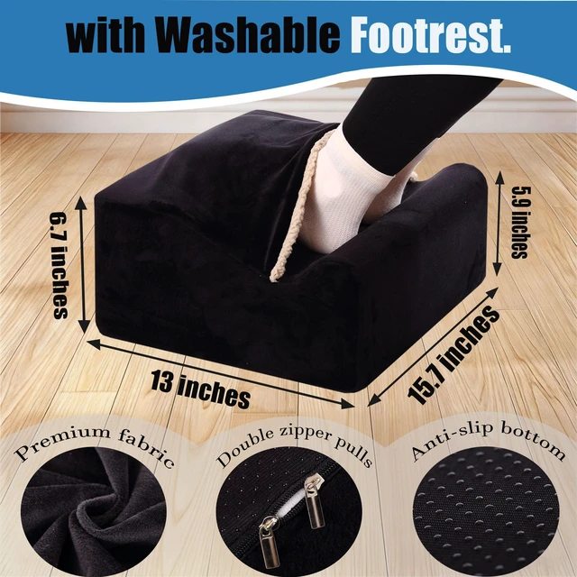 Alt view image 2 of 7 - Keep Warm Foot Stool Foot Rest for Under Desk At Work Office Footrest with Warm Feet Pocket,Ergonomic Under Deskfoot stool Stool for Office Chair & Back &Pain Relief Black+