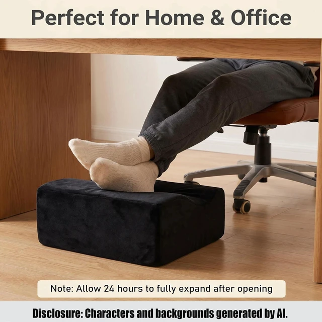 Alt view image 5 of 7 - Keep Warm Foot Stool Foot Rest for Under Desk At Work Office Footrest with Warm Feet Pocket,Ergonomic Under Deskfoot stool Stool for Office Chair & Back &Pain Relief Black+