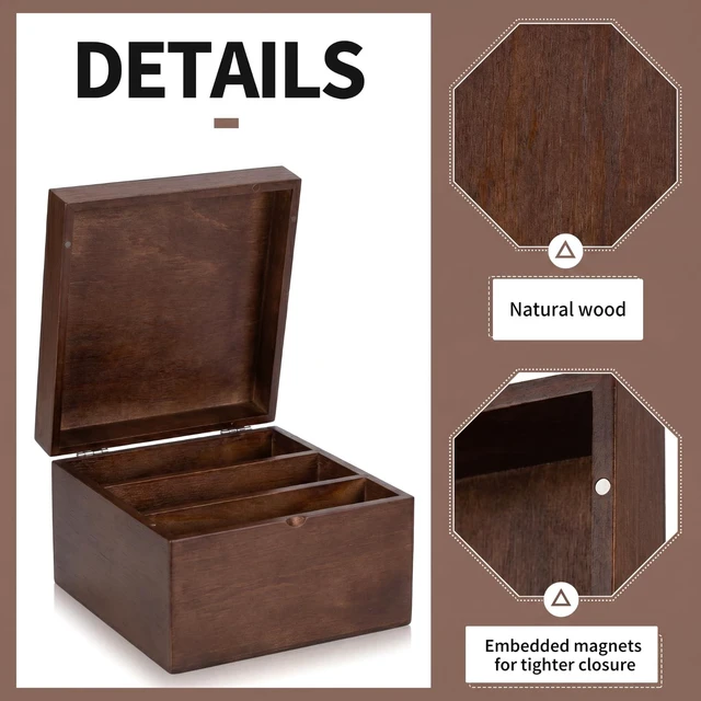 Alt view image 5 of 7 - 5 x 8 Inches Index Card Holder Set, Bamboo Organizer Box, Brown Holds 1200 Cards with 50 Index Card Organizer Dividers & 2 Sheets Alphabet Number Stickers for Office Home Kitchen Filing