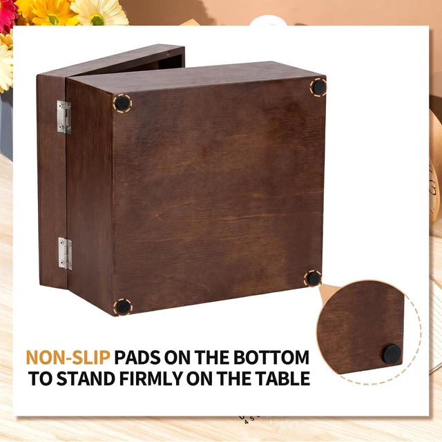 Alt view image 6 of 7 - 5 x 8 Inches Index Card Holder Set, Bamboo Organizer Box, Brown Holds 1200 Cards with 50 Index Card Organizer Dividers & 2 Sheets Alphabet Number Stickers for Office Home Kitchen Filing