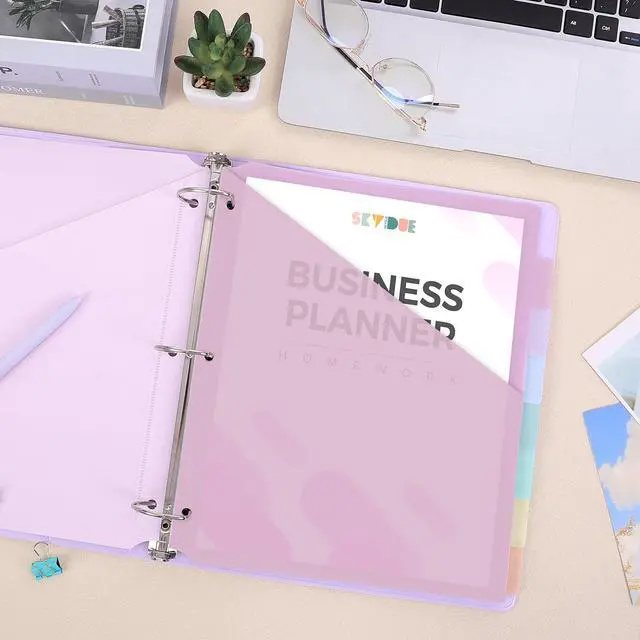 Alt view image 6 of 7 - 8 Tabs Dividers with Two Pockets, Plastic Binder Dividers Dividers for 3 Ring Binders with Writable Labels,Insertable Lettersize Document Pocket,Organizer for School Office & Home