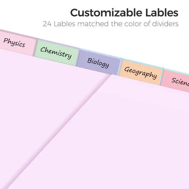 Alt view image 7 of 7 - 8 Tabs Dividers with Two Pockets, Plastic Binder Dividers Dividers for 3 Ring Binders with Writable Labels,Insertable Lettersize Document Pocket,Organizer for School Office & Home